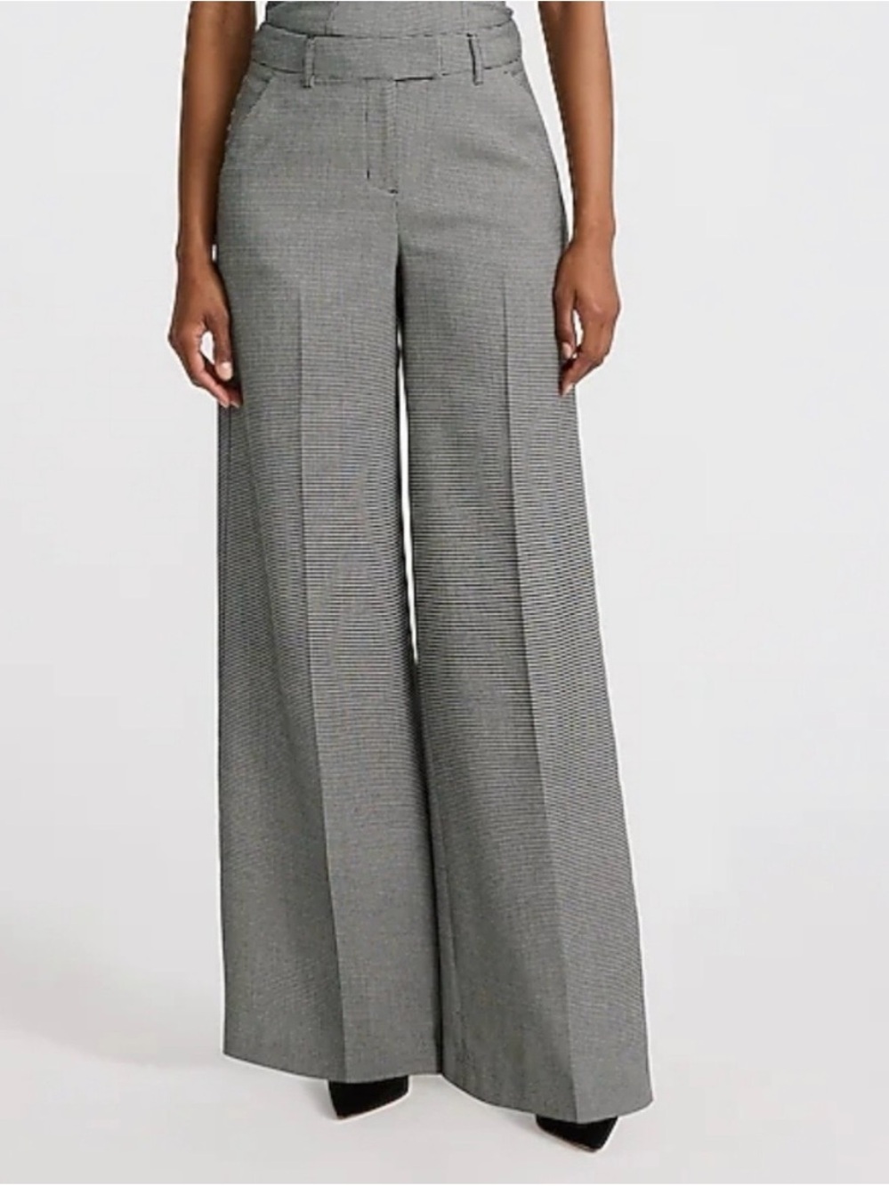 Express Houndstooth Wide-Leg High-Waist Pants